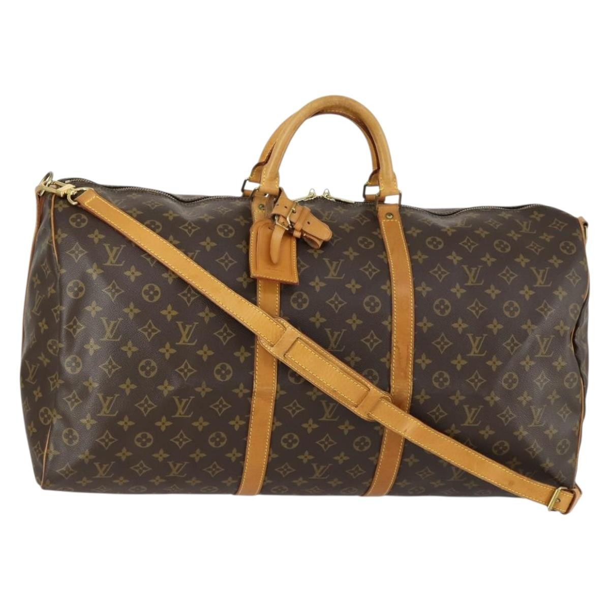 Louis Vuitton Keepall Bandouliere Bag Monogram Canvas, BROWN, CANVAS, Travel bag