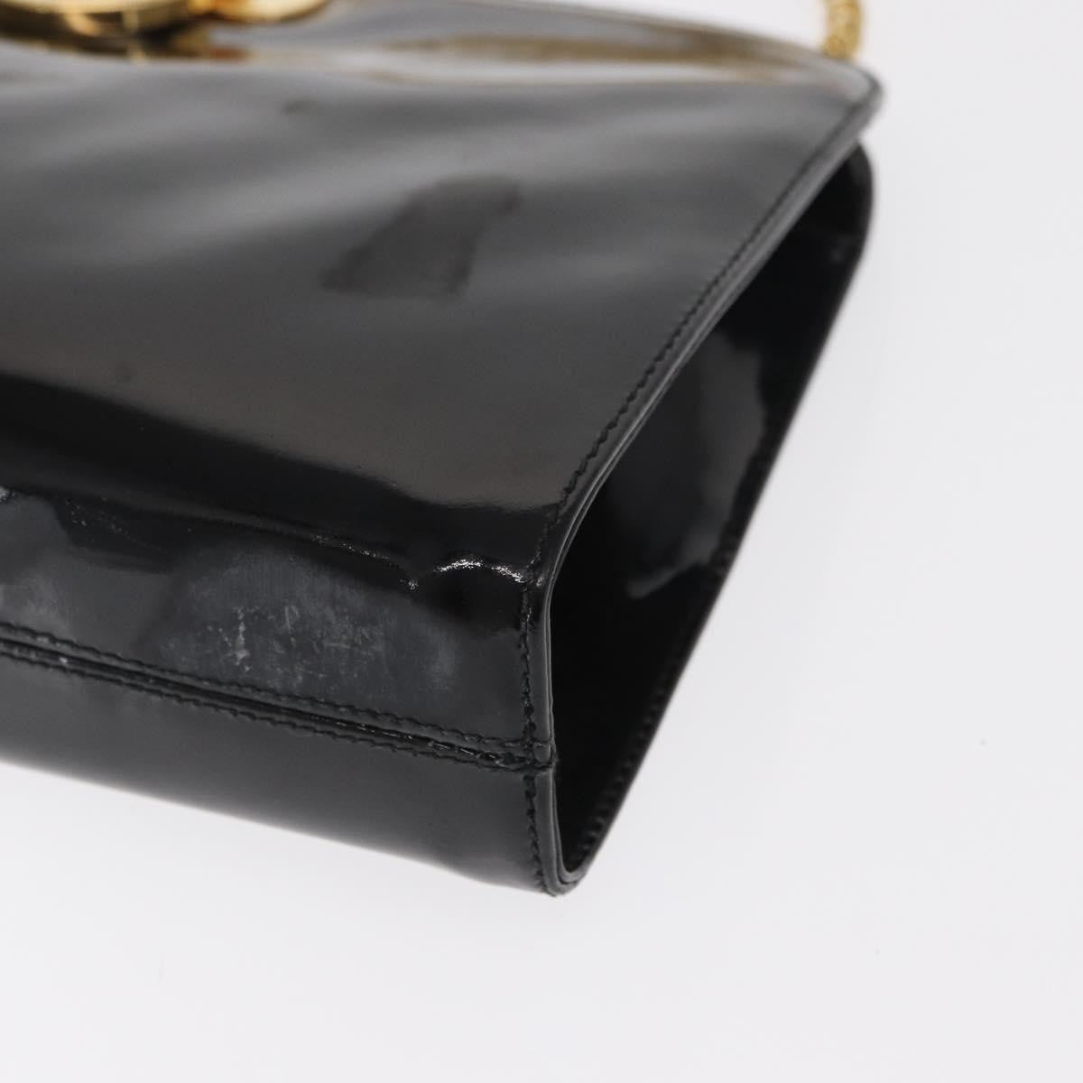 Salvatore Ferragamo Vintage Gancini Chain Shoulder Bag Patent Leather, BLACK, PATENT_LEATHER, Shoulder bag