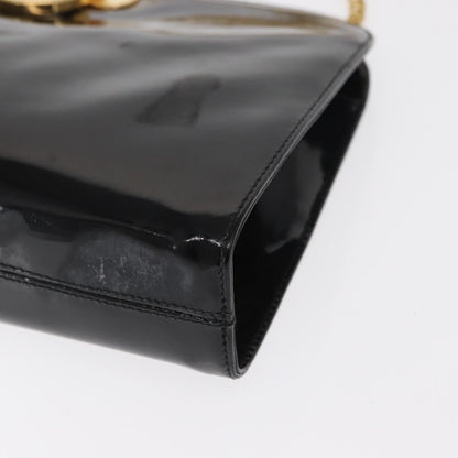 Salvatore Ferragamo Vintage Gancini Chain Shoulder Bag Patent Leather, BLACK, PATENT_LEATHER, Shoulder bag