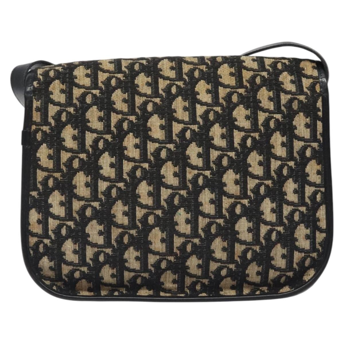Christian Dior Vintage Flap Crossbody Bag Canvas, BLACK, CANVAS, Shoulder bag
