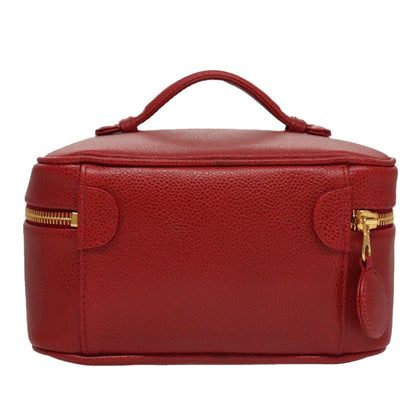 Chanel Vintage Timeless Cosmetic Case Caviar, RED, LEATHER, Clutche & pouche