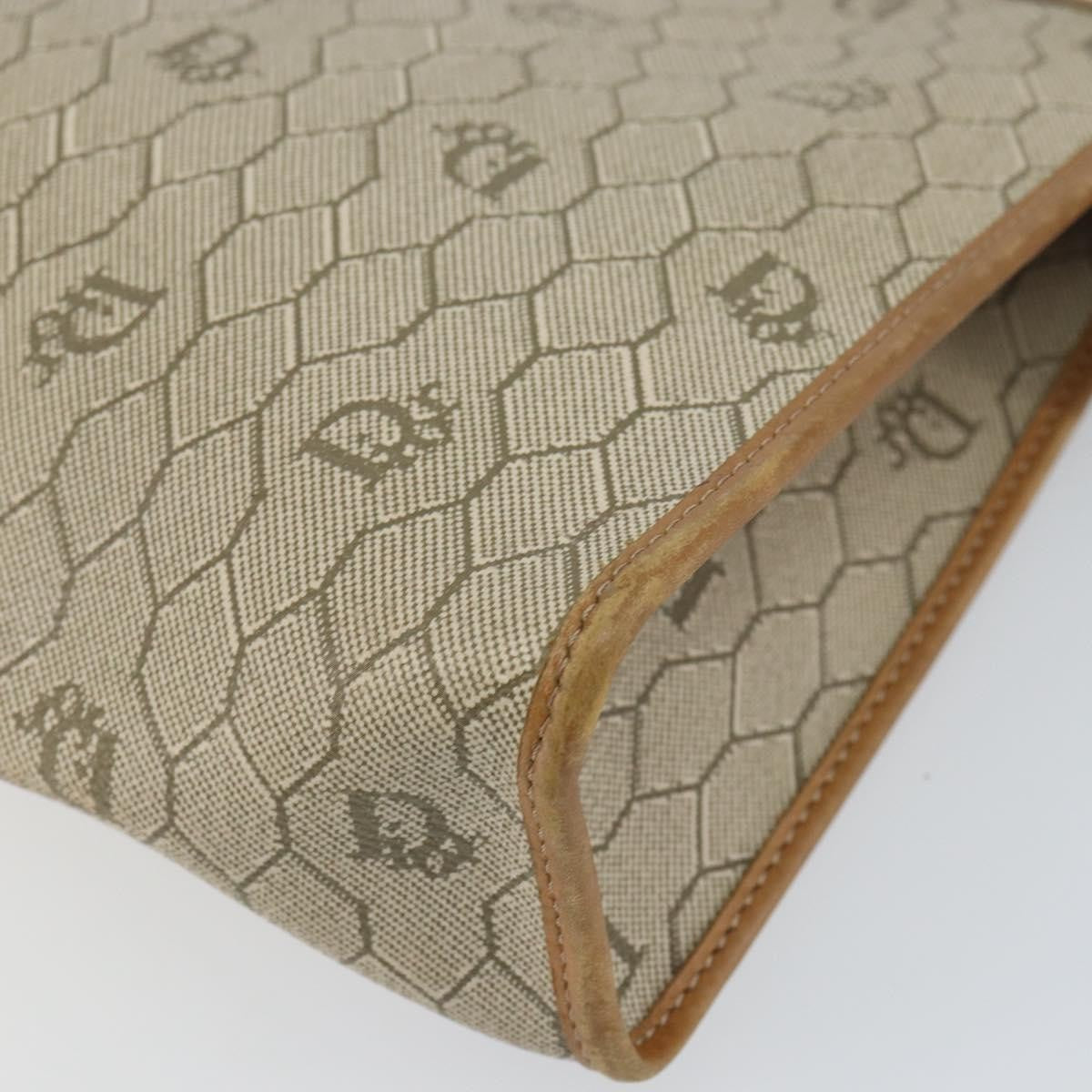 Christian Dior Vintage Honeycomb Zip Pouch Canvas and Leather, BEIGE, CANVAS, Clutche & pouche