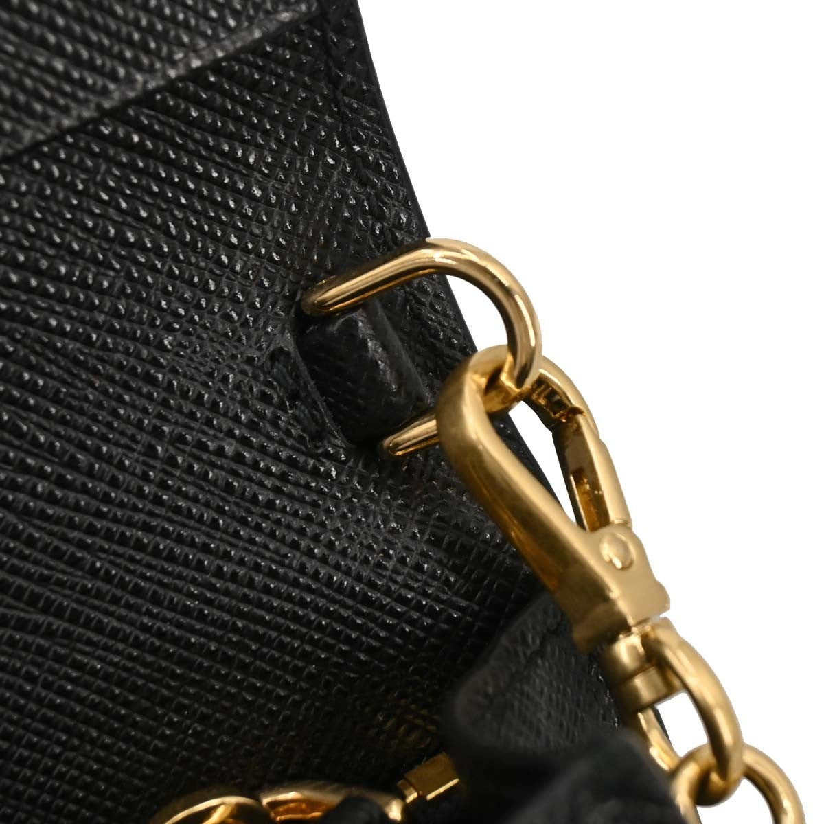 Prada Wristlet Wallet on Chain Saffiano Leather, BLACK, LEATHER, Clutche & pouche