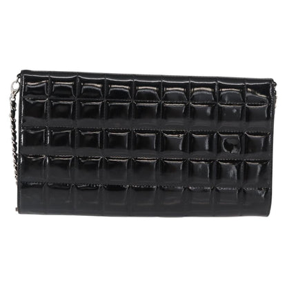Chanel Chocolate Bar Chain Clutch Quilted Patent, BLACK, PATENT_LEATHER, Clutche & pouche