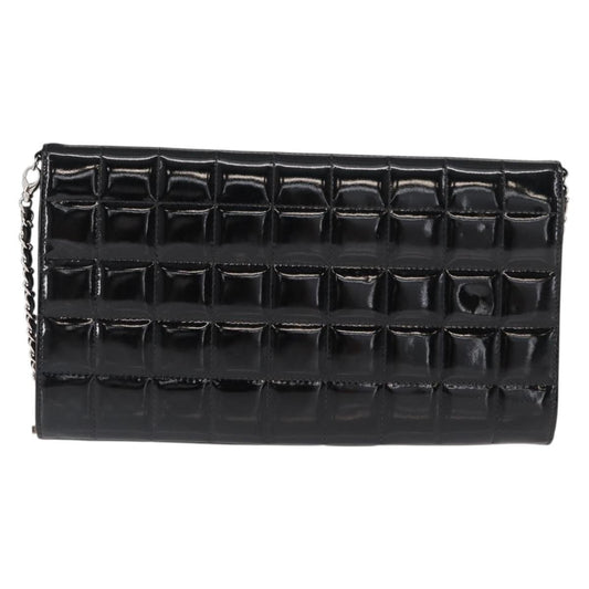 Chanel Chocolate Bar Chain Clutch Quilted Patent, BLACK, PATENT_LEATHER, Clutche & pouche