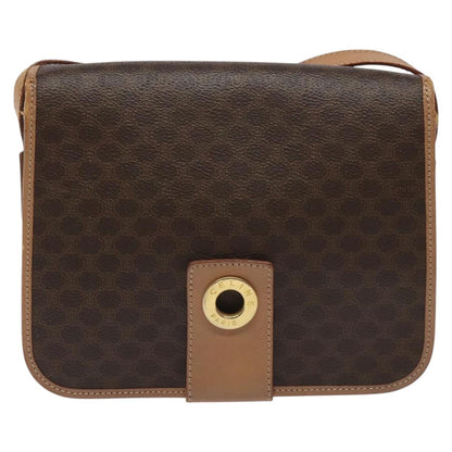 Celine Vintage Macadam Shoulder Bag Canvas and Leather, Brown, Canvas, Shoulder Bag