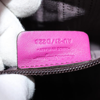 Salvatore Ferragamo Gancini Shoulder Bag Leather, PURPLE, LEATHER, Shoulder bag