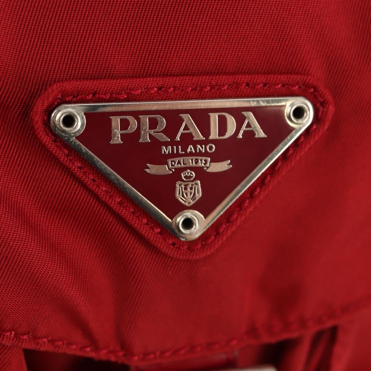 Prada Vela Double Front Pocket Backpack Tessuto with Saffiano Leather, RED, NYLON, Backpack
