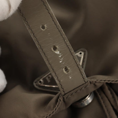 Prada Vela Double Front Pocket Backpack Tessuto with Saffiano Leather, GRAY, NYLON, Backpack