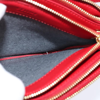 Celine Trio Crossbody Bag Leather, RED, LEATHER, Shoulder bag