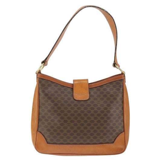 Celine Vintage Macadam Shoulder Bag Canvas and Leather, BROWN, CANVAS, Shoulder bag