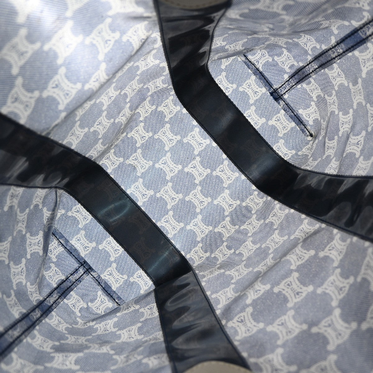 Celine Vintage Macadam Handbag Canvas, BLUE, CANVAS, Tote bag