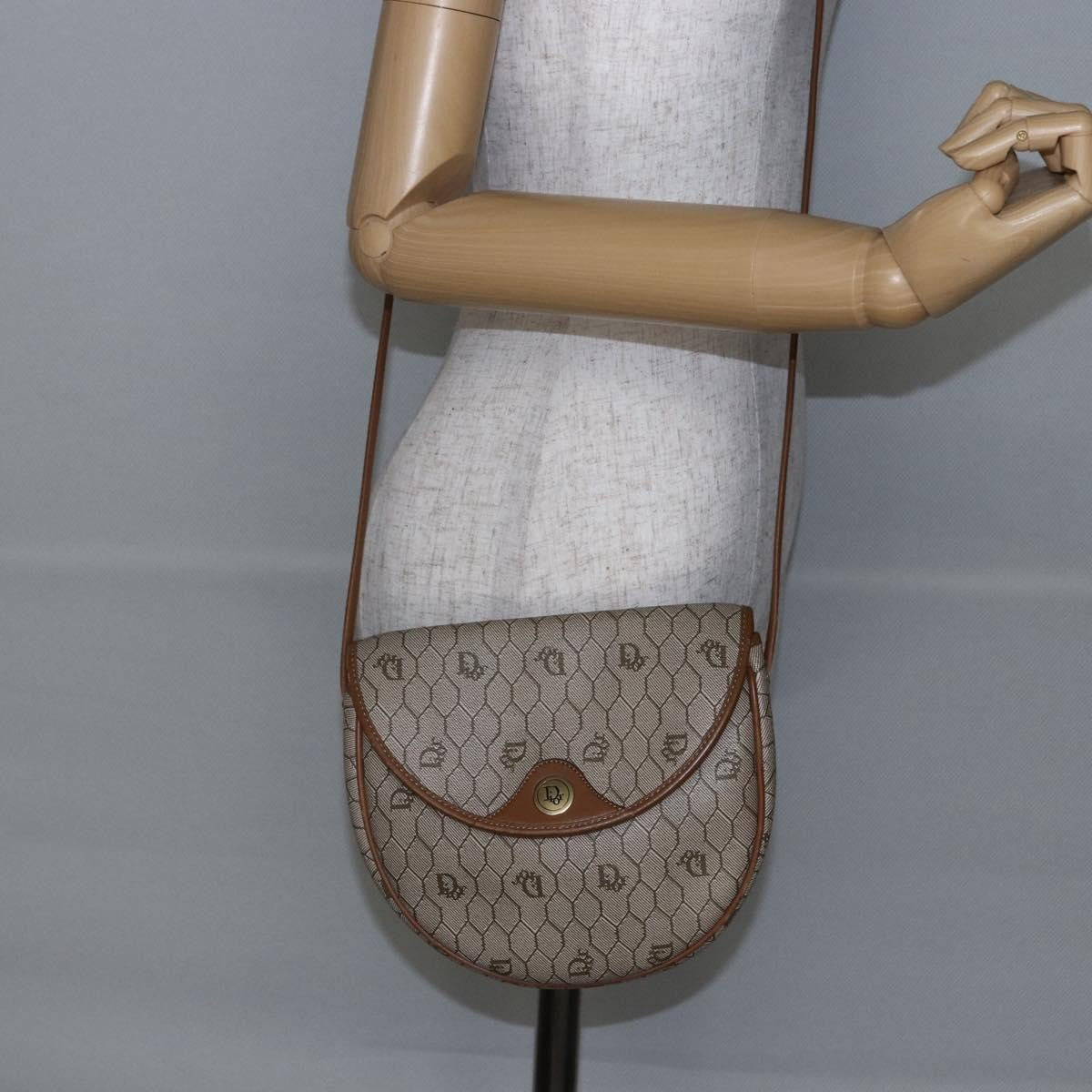 Christian Dior Vintage Honeycomb Flap Crossbody Bag Coated Canvas, BEIGE, CANVAS, Shoulder bag