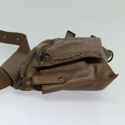 Bottega Veneta Zip Pocket Waist Bag Leather with Intrecciato, BROWN, LEATHER, Clutche & pouche