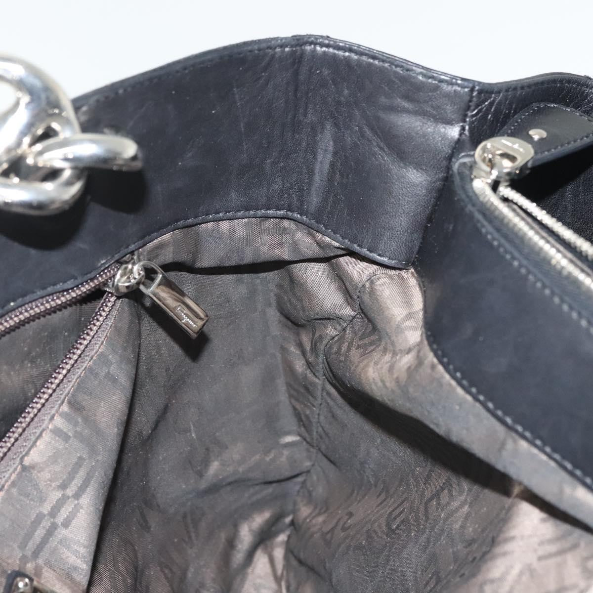 Salvatore Ferragamo Vala Handbag Leather, BLACK, LEATHER, Handbag