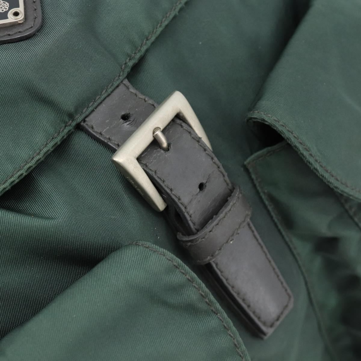 Prada Double Front Pocket Backpack Tessuto, Green, Nylon, Backpack
