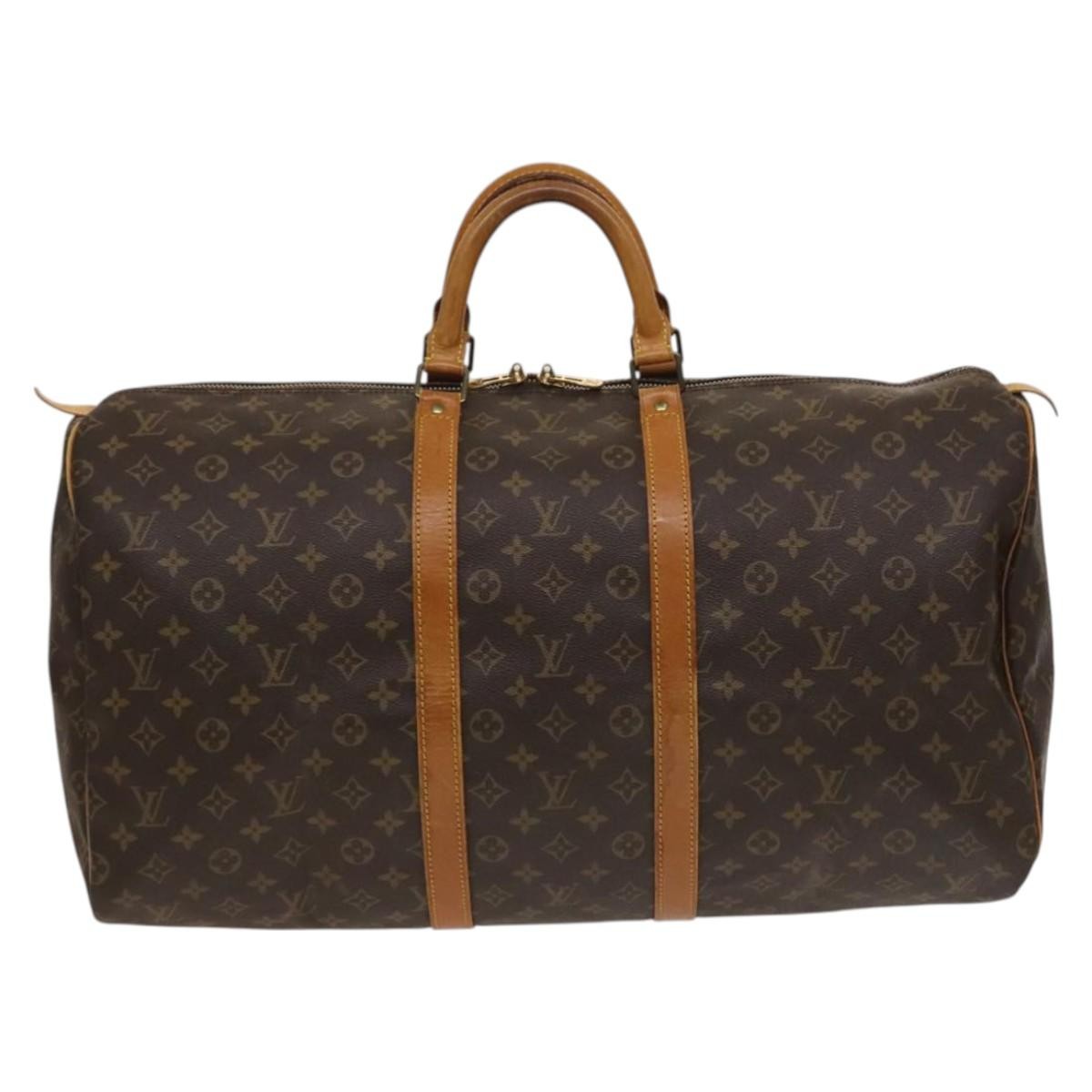 Louis Vuitton Keepall Bag Monogram Canvas, BROWN, CANVAS, Travel bag