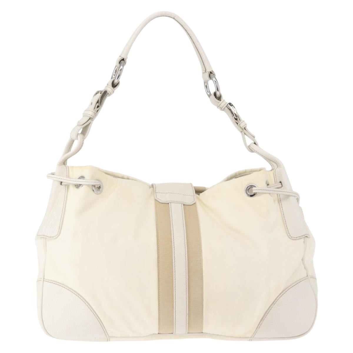 Prada Re-Edition 2002 Moon Handle Bag Re-Nylon and Leather, WHITE, NYLON, Shoulder bag