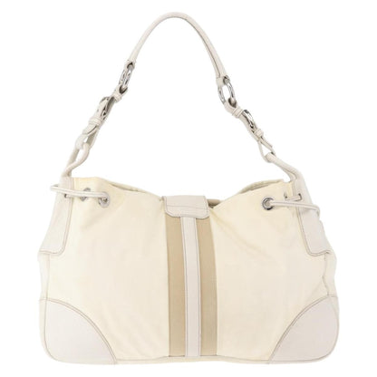 Prada Re-Edition 2002 Moon Handle Bag Re-Nylon and Leather, WHITE, NYLON, Shoulder bag