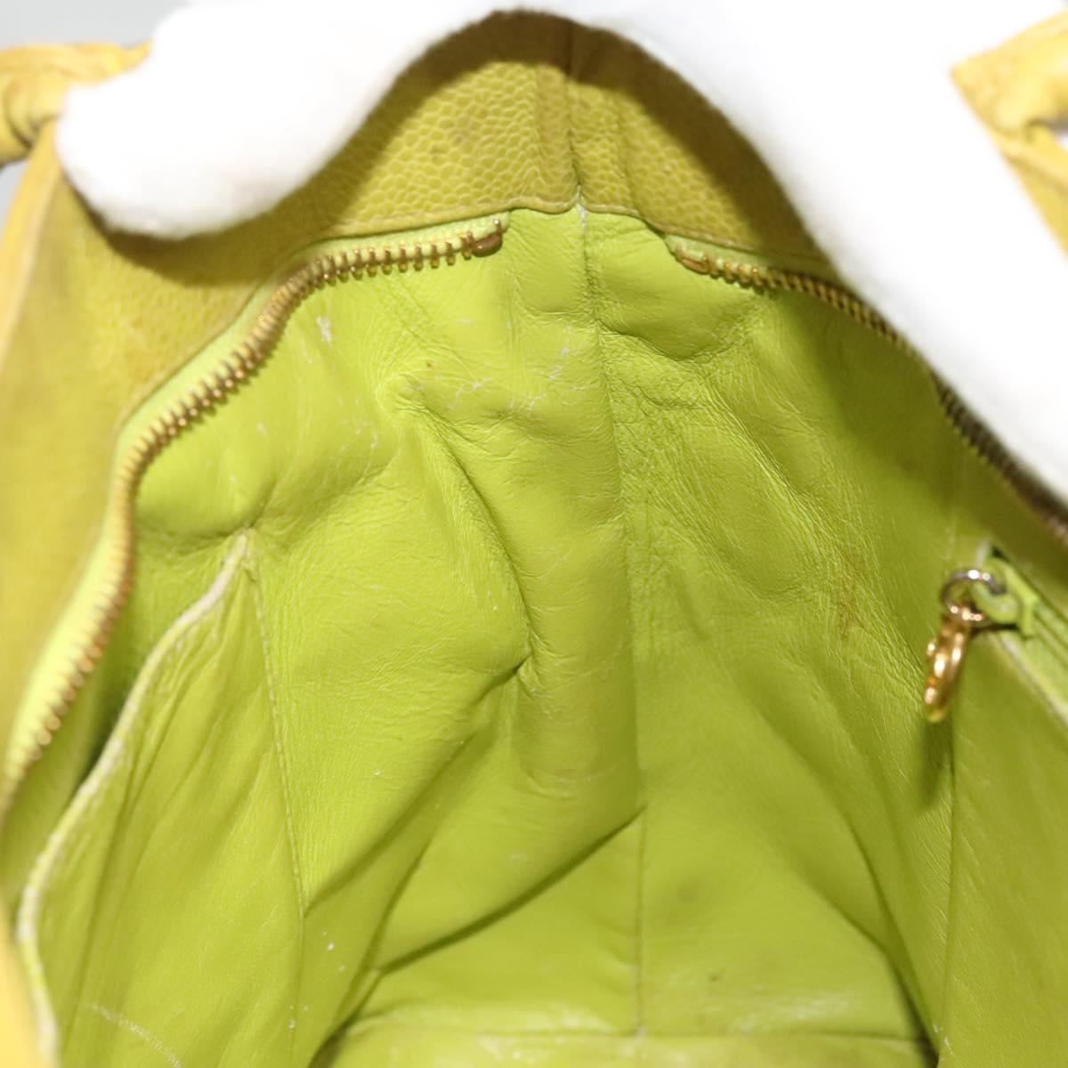 Chanel Medallion Tote Quilted Caviar, YELLOW, LEATHER, Tote bag