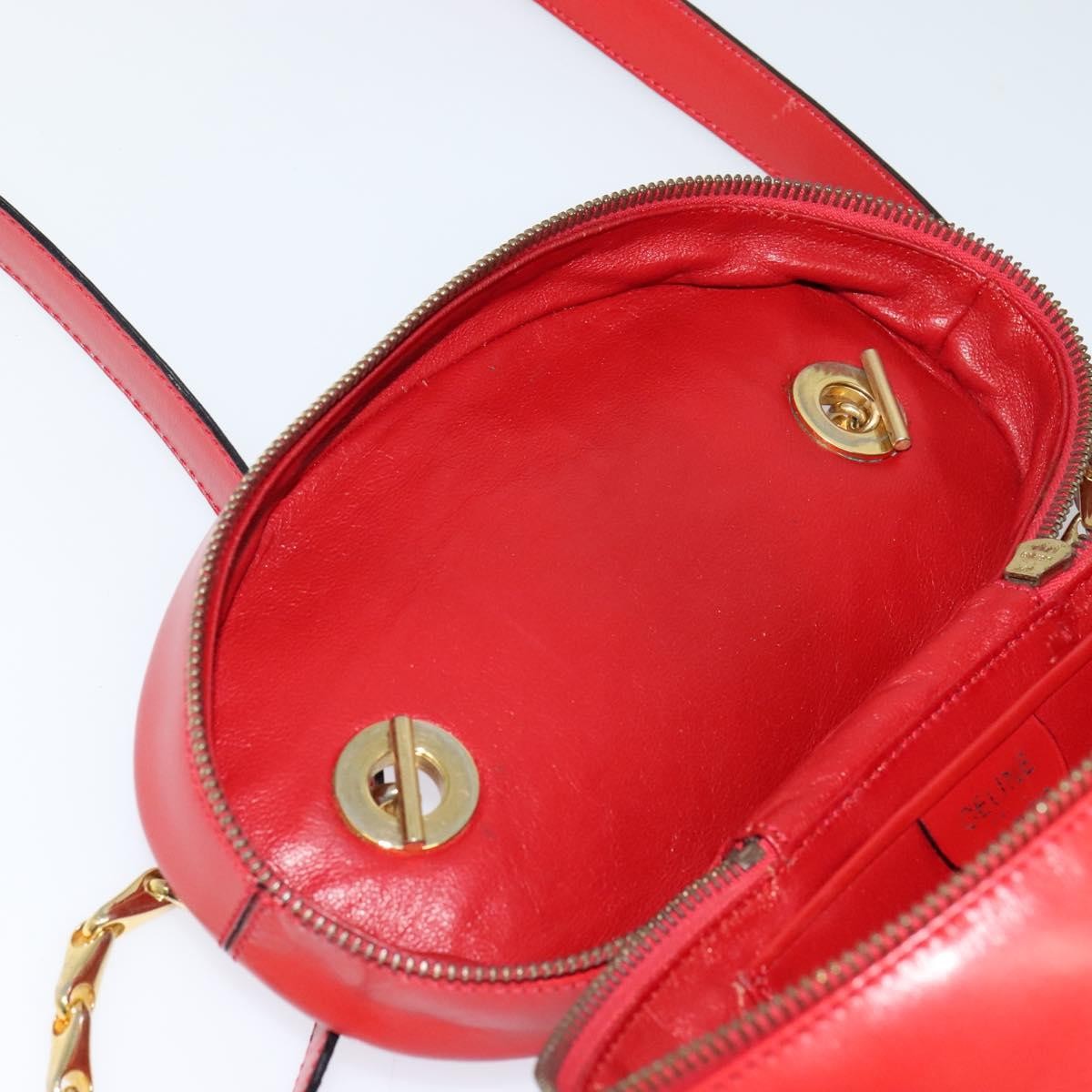 Celine Vanity bag Leather, RED, LEATHER, Shoulder bag