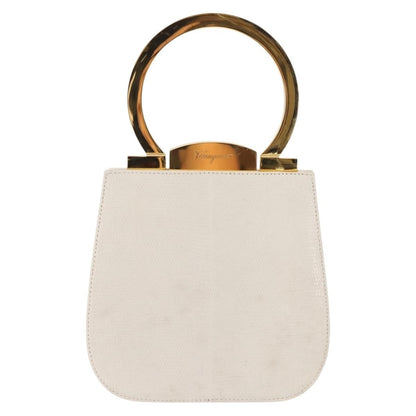 Salvatore Ferragamo Gancini mini handbag Leather, WHITE, LEATHER, Handbag