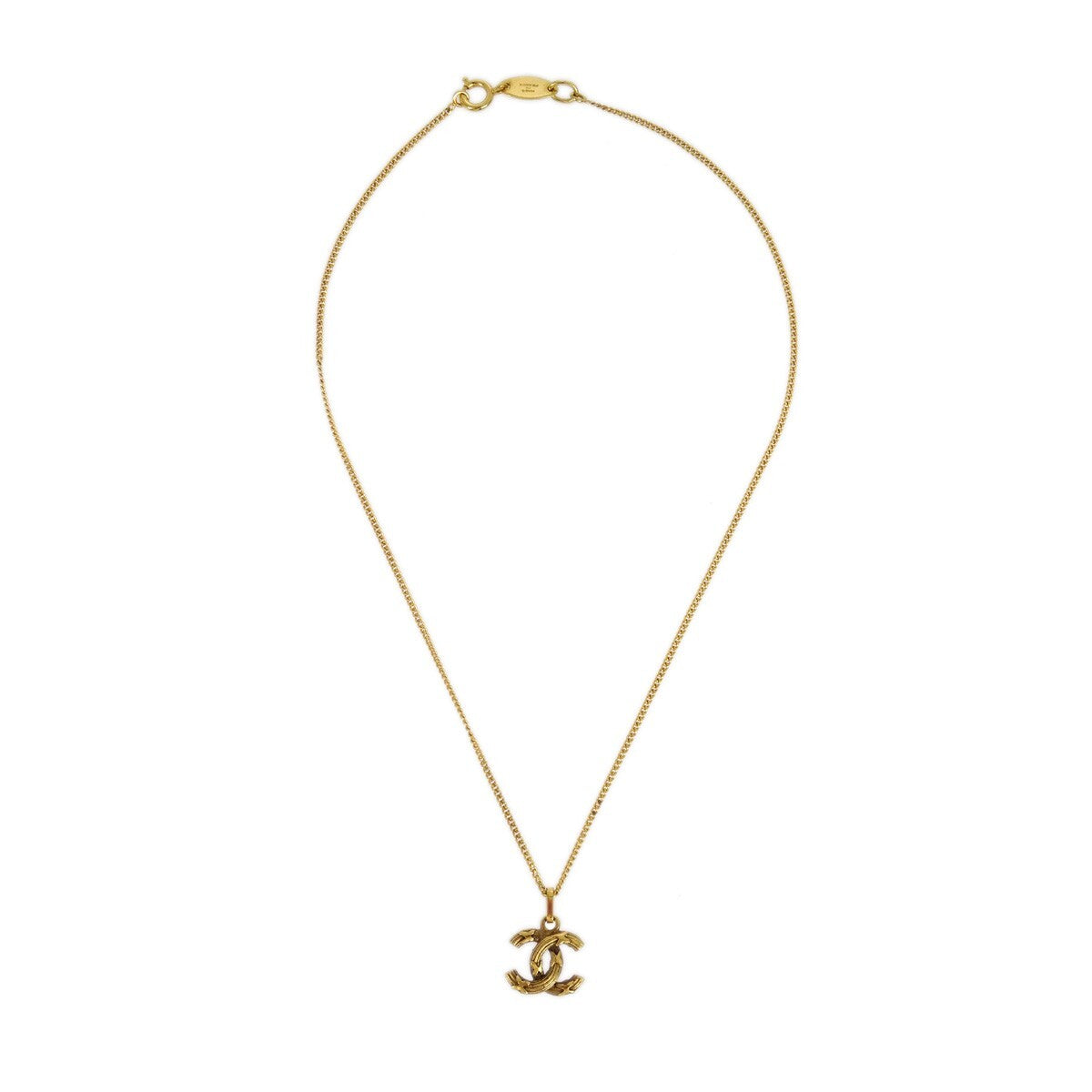 Chanel CC Logo Pendant Necklace Metal, GOLD, GOLD_PLATED, Necklace