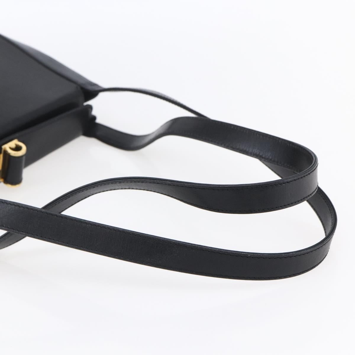 Salvatore Ferragamo Gancini Shoulder Bag Leather, BLACK, LEATHER, Shoulder bag