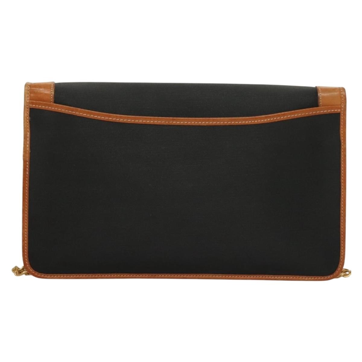 Christian Dior Vintage CD Chain Flap Shoulder Bag Canvas, BLACK, PVC, Shoulder bag