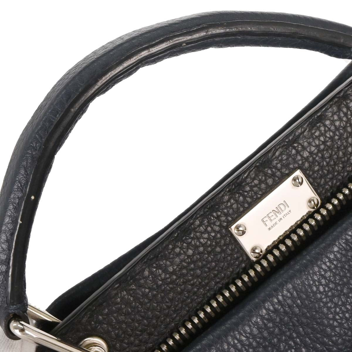 Fendi Monster Selleria Peekaboo Fit Bag Leather, NAVY, LEATHER, Tote bag