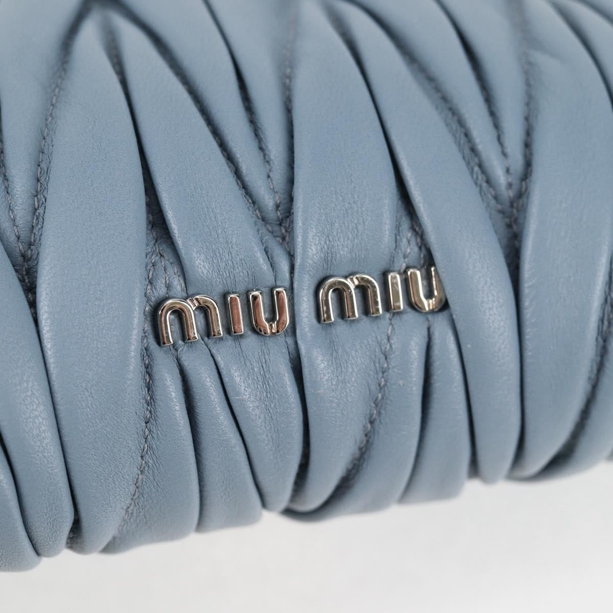 Miu Miu Madras Chain Clutch Matelasse Leather with Glitter, BLUE, LEATHER, Shoulder bag