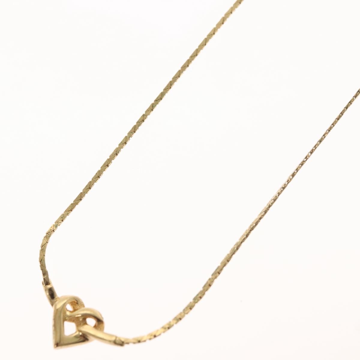Christian Dior Logo Heart Pendant Necklace Metal with Crystal, GOLD, METAL, Necklace