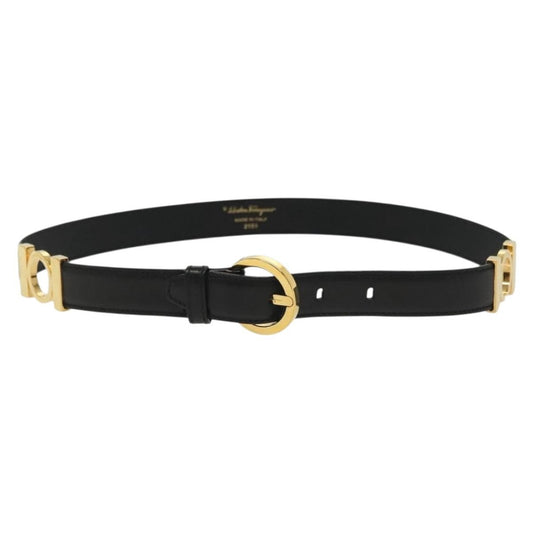 Salvatore Ferragamo Gancini Belt Leather, BLACK, LEATHER, Belts