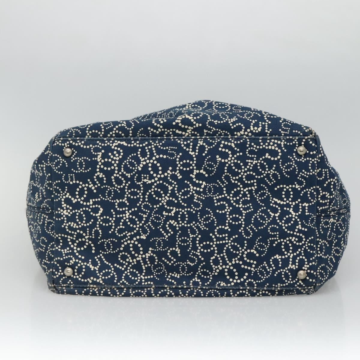 Chanel Vintage Bowler Bag Printed Canvas, NAVY, CANVAS, Handbag