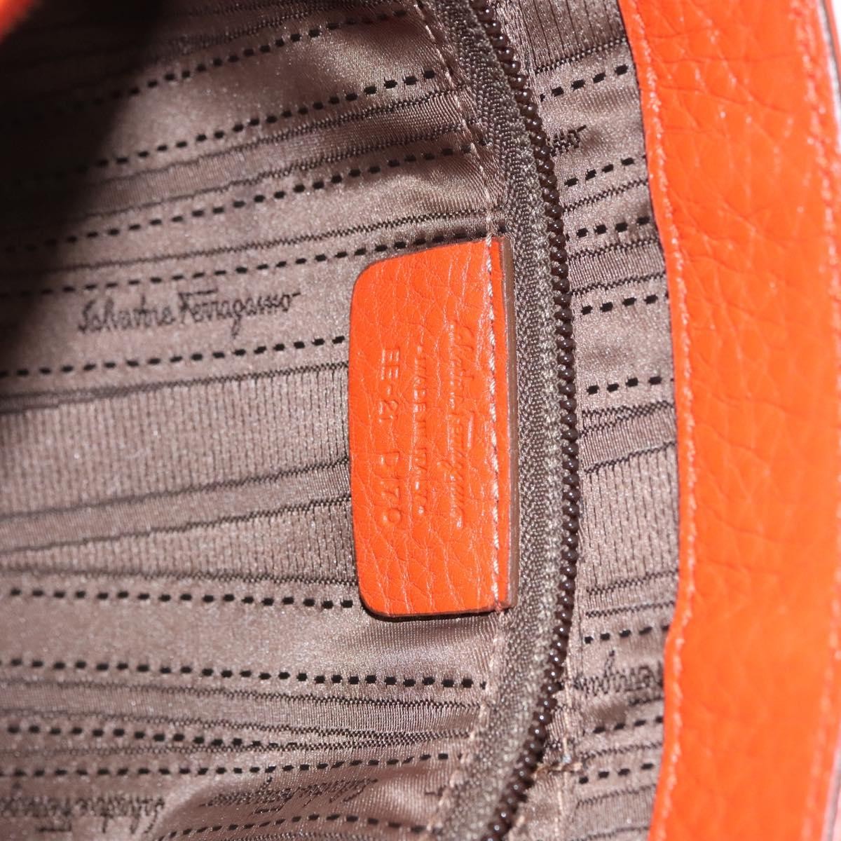 Salvatore Ferragamo Gancini Shoulder Bag Leather, ORANGE, LEATHER, Shoulder bag
