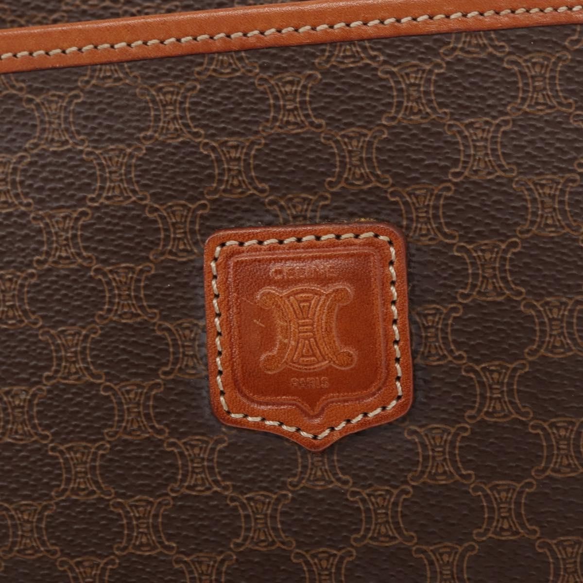 Celine Macadam Pochette Canvas and Leather, BROWN, CANVAS, Clutche & pouche