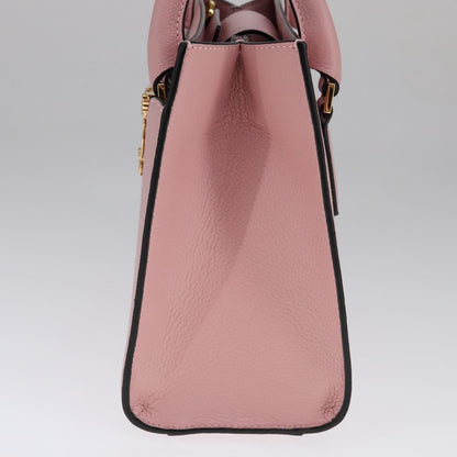 Versace Virtus Front Pocket Tote Leather, PINK, LEATHER, Tote bag