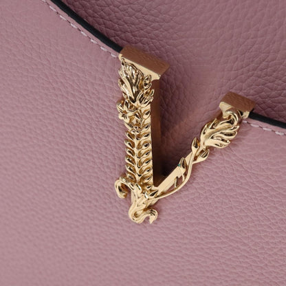 Versace Virtus Front Pocket Tote Leather, PINK, LEATHER, Tote bag