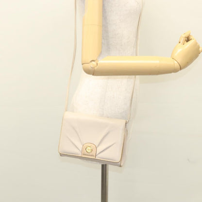 Celine Flap Shoulder Bag Leather, BEIGE, LEATHER, Shoulder bag