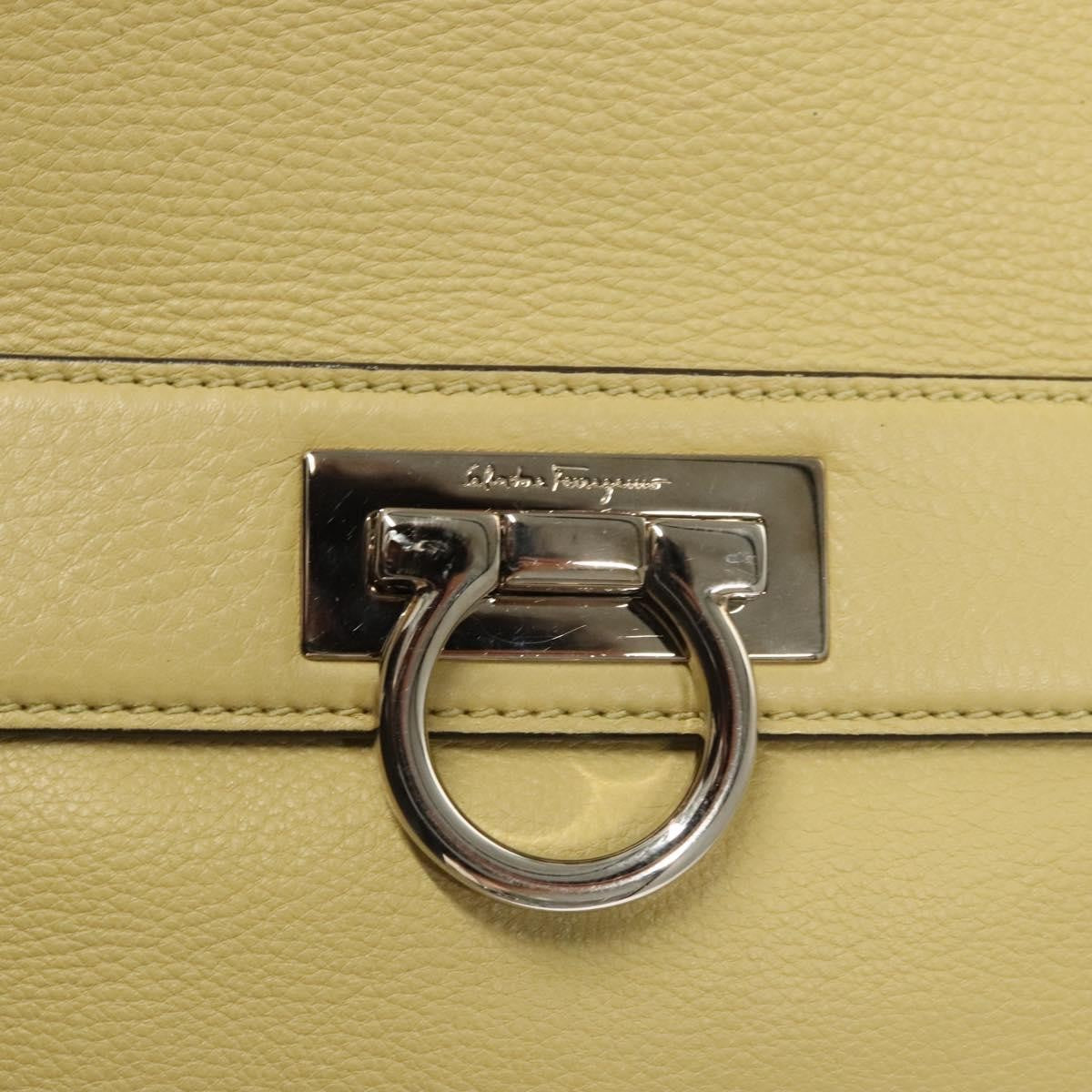 Salvatore Ferragamo Gancini handbag Leather, YELLOW, LEATHER, Handbag