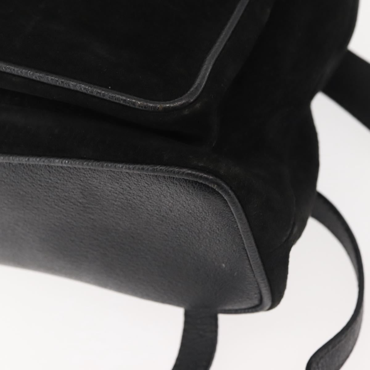 Gucci Vintage Bamboo Backpack Suede, BLACK, SUEDE, Backpack