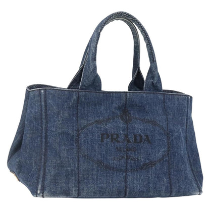 Prada Canapa Open Tote Denim, BLUE, DENIM_JEANS, Tote bag
