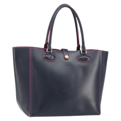 Loewe Leo Shopper Tote Leather, NAVY, LEATHER, Tote bag