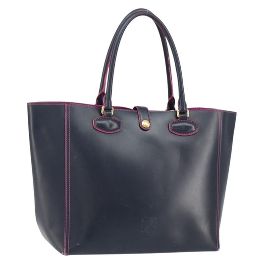 Loewe Leo Shopper Tote Leather, NAVY, LEATHER, Tote bag