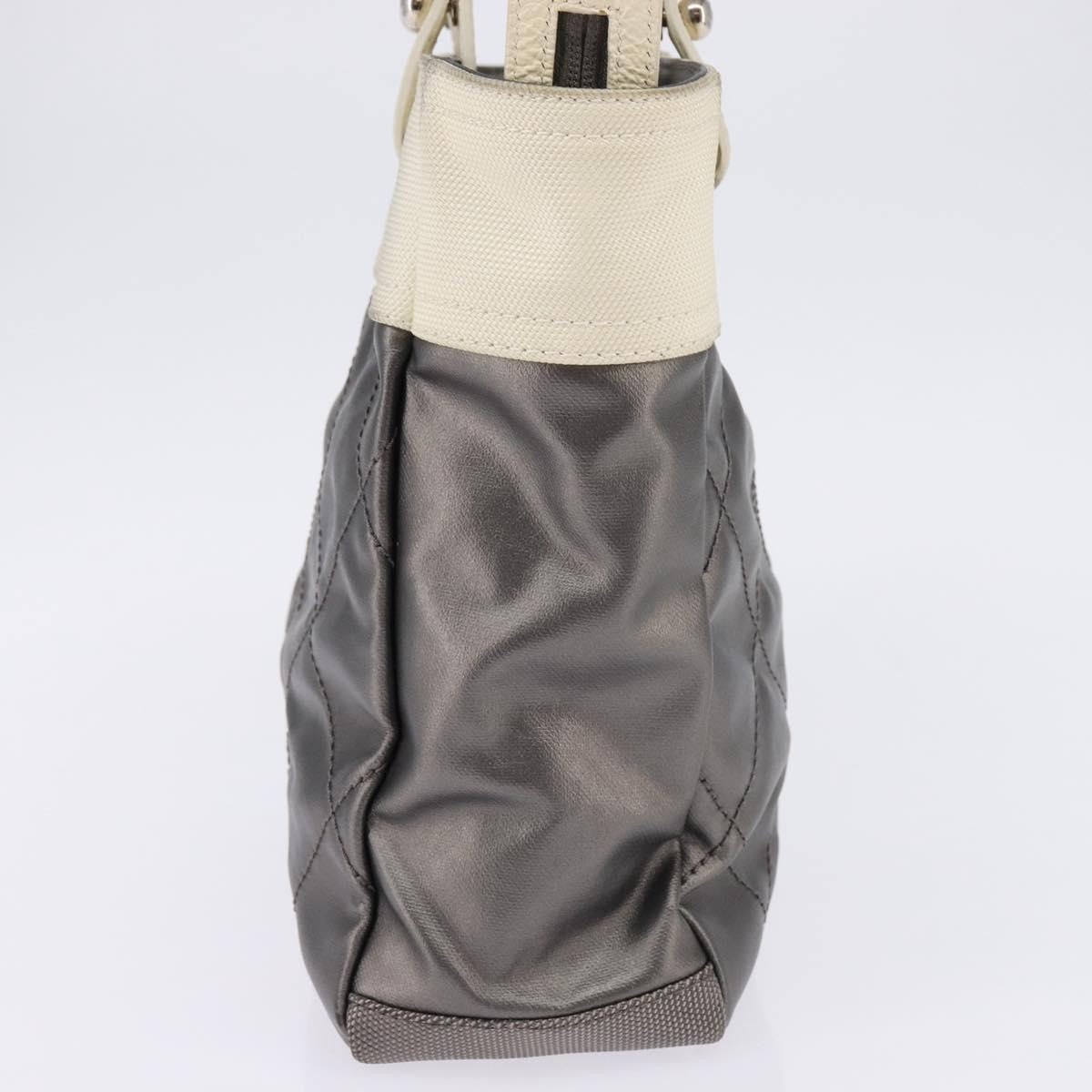 Chanel Biarritz Tote Quilted Coated Canvas, SILVER, CANVAS, Tote bag