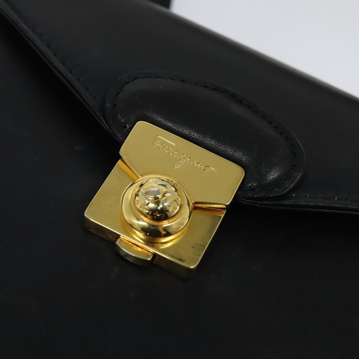 Salvatore Ferragamo Flap Shoulder Bag Leather, NAVY, LEATHER, Shoulder bag