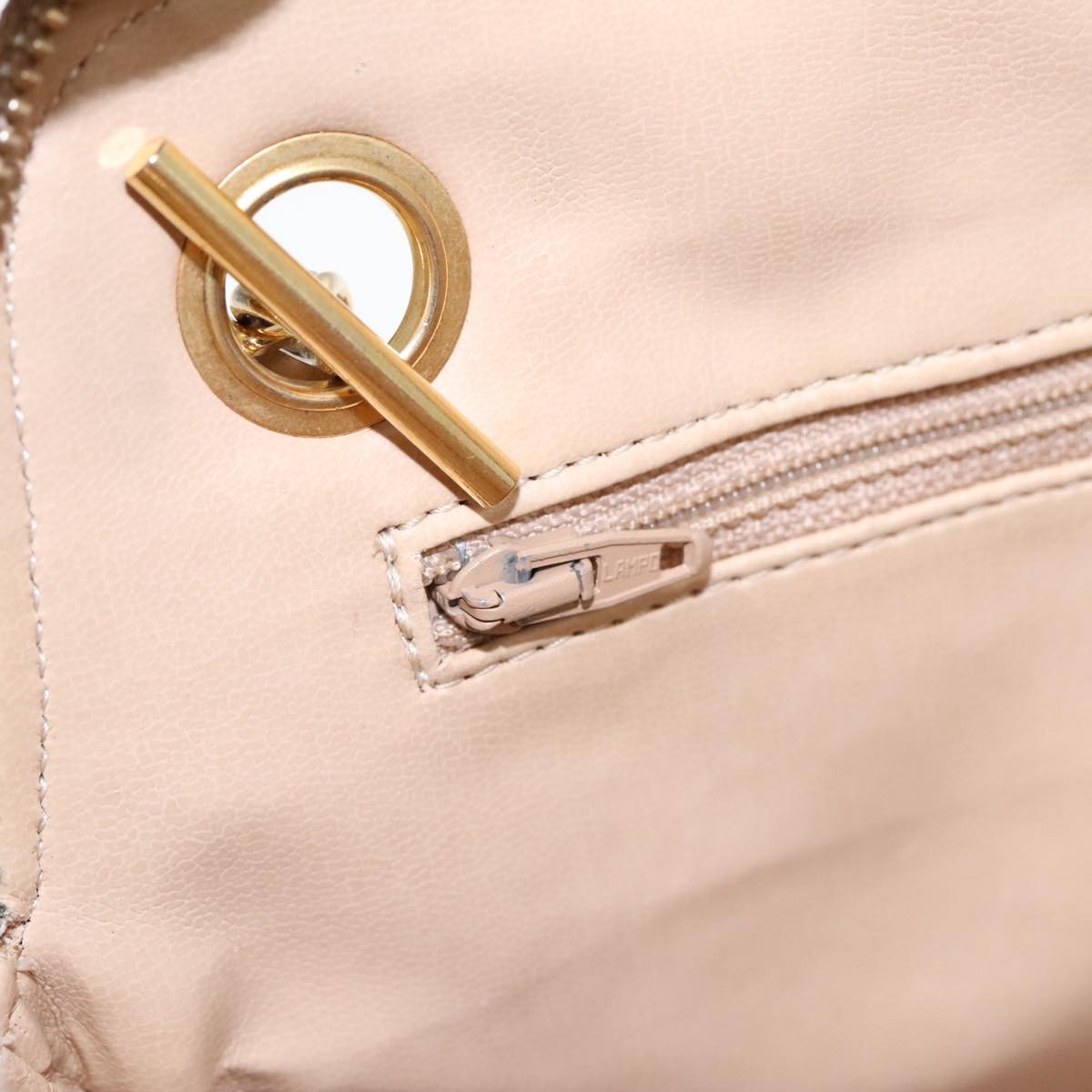 Chanel Vintage Chain Shoulder Bag Quilted Lambskin, BEIGE, LEATHER, Shoulder bag