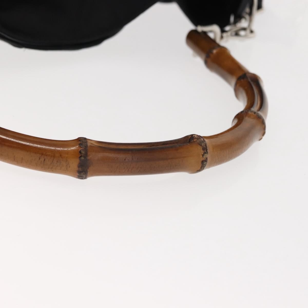 Gucci Vintage Bamboo Handle Open Hobo Nylon, BLACK, NYLON, Handbag