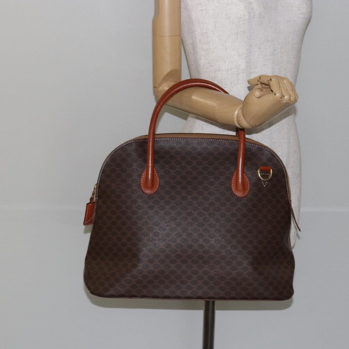 Celine Macadam Handbag Macadam with leather, BROWN, PVC,CANVAS, Handbag