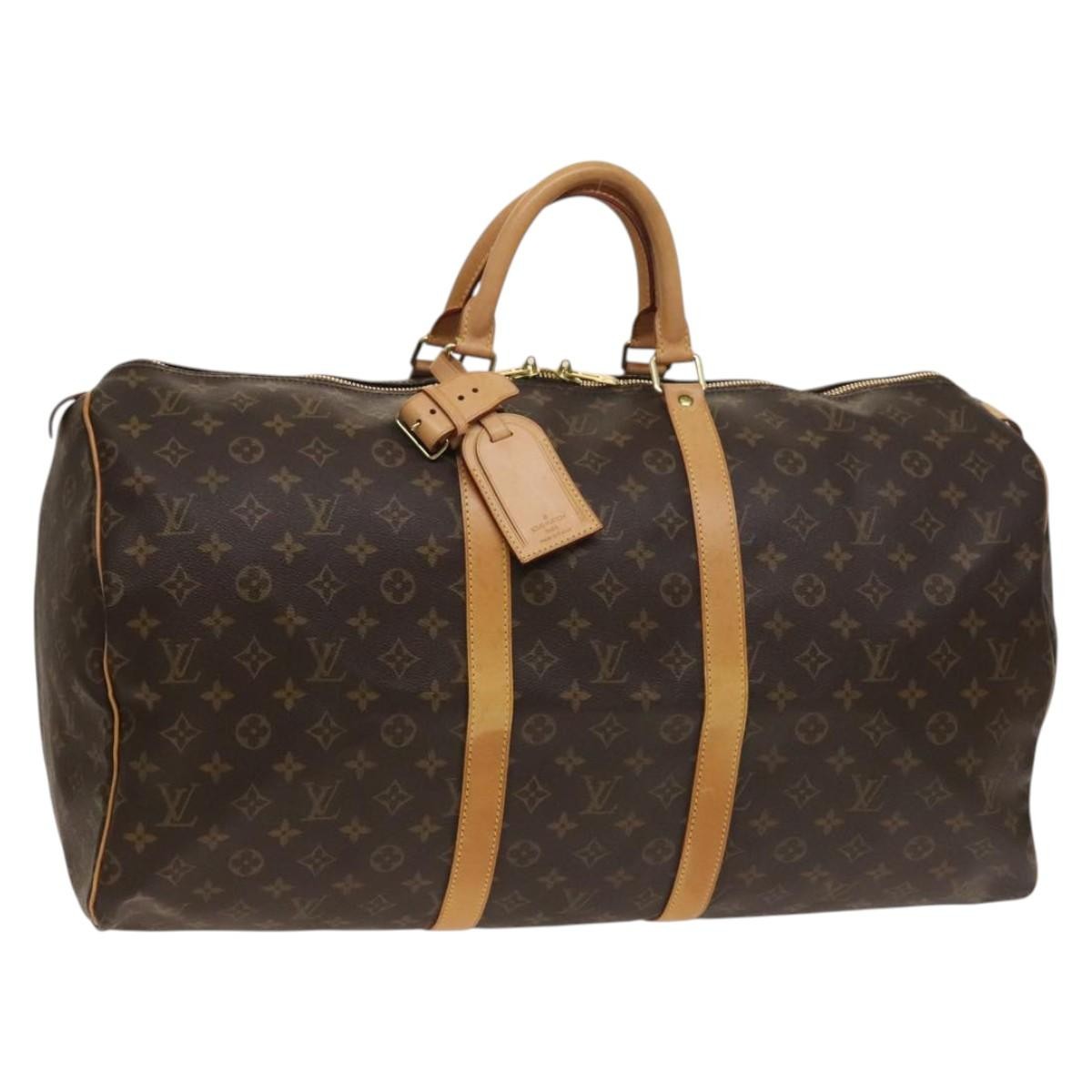 Louis Vuitton Keepall Bag Monogram Canvas, BROWN, CANVAS, Travel bag